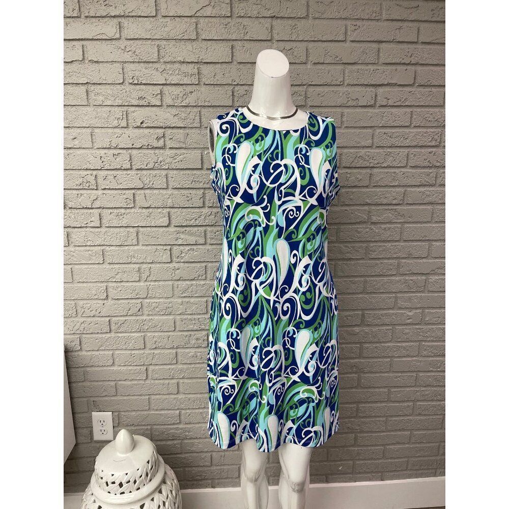 Melly M Women Multicolored Swirl Print Sleeveless Shift Dress Size S